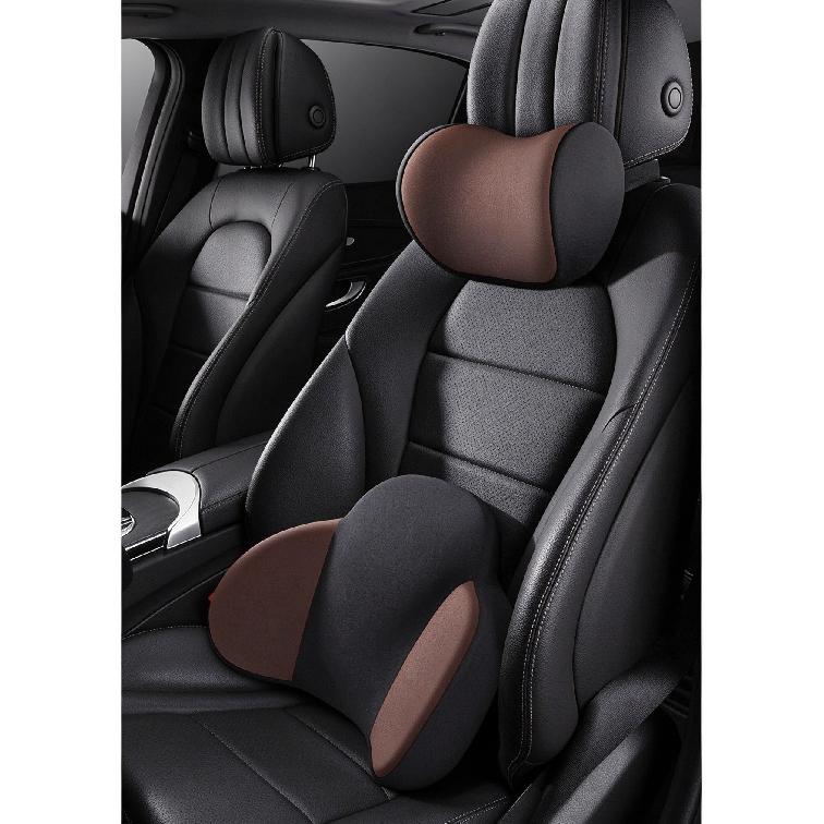 Car Headrest and Lumbar Support, Memory Foam Car Pillow Backrest, Car Waist Cushion, Neck Pillow for Driving Fatigue Relief