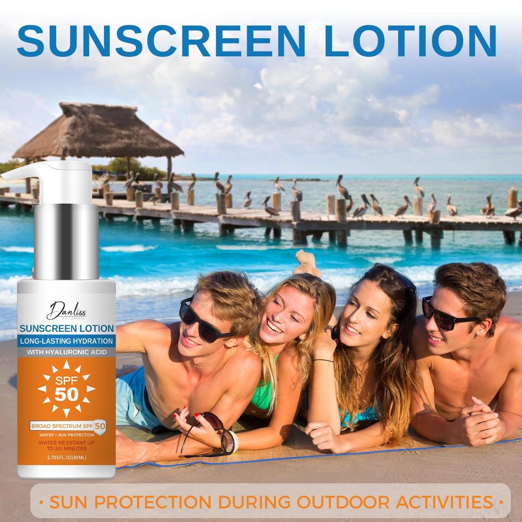 Солнцезащитный лосьон SPF 50 — длительное удержание влаги, защита от солнца на весь день, быстросохнущий, защита от солнца для женщин и мужчин, 80 мл