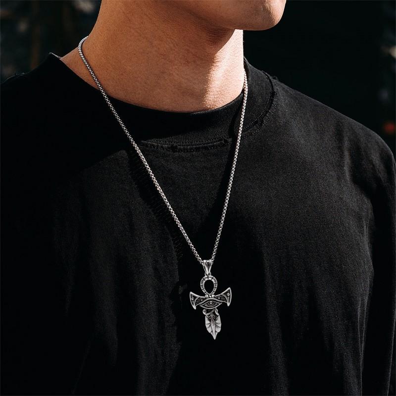 Vintage Punk Cross Necklace Men Women Electroplated Black Copper Pendant Chain Jewelry