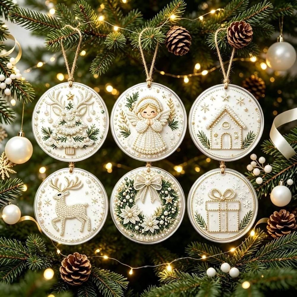 6pcs Deer Tree Christmas Pearl Painting Kit Handmade Christmas Craft Decoration Festival