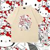 2026 новая футболка Hello Kitty из мягкого хлопка с коротким рукавом и круглым вырезом, милый принт, легкий летний топ для женщин, повседневная одежда