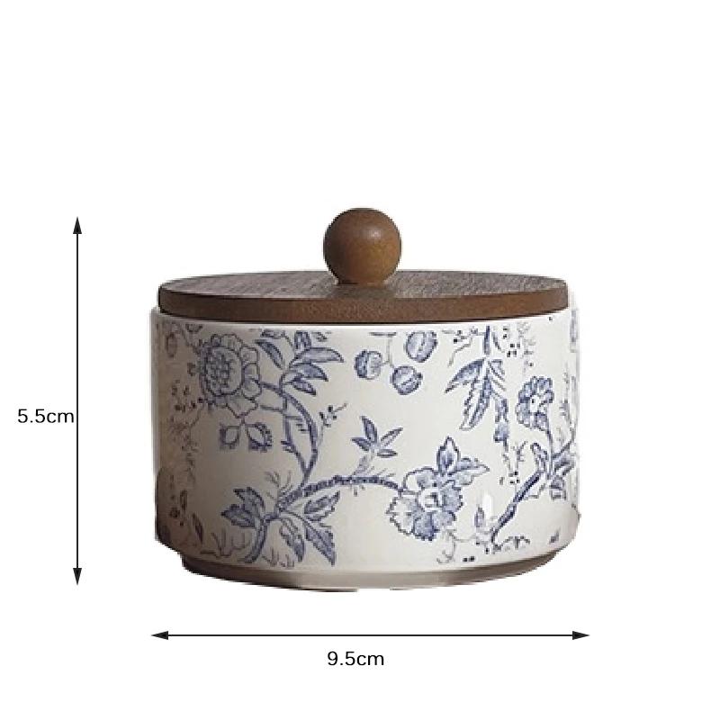 Керамическая коробка для хранения в стиле ретро с французскими цветами, чаша для ароматерапии, герметичная банка для хранения, коробка для хранения ювелирных изделий с деревянной крышкой