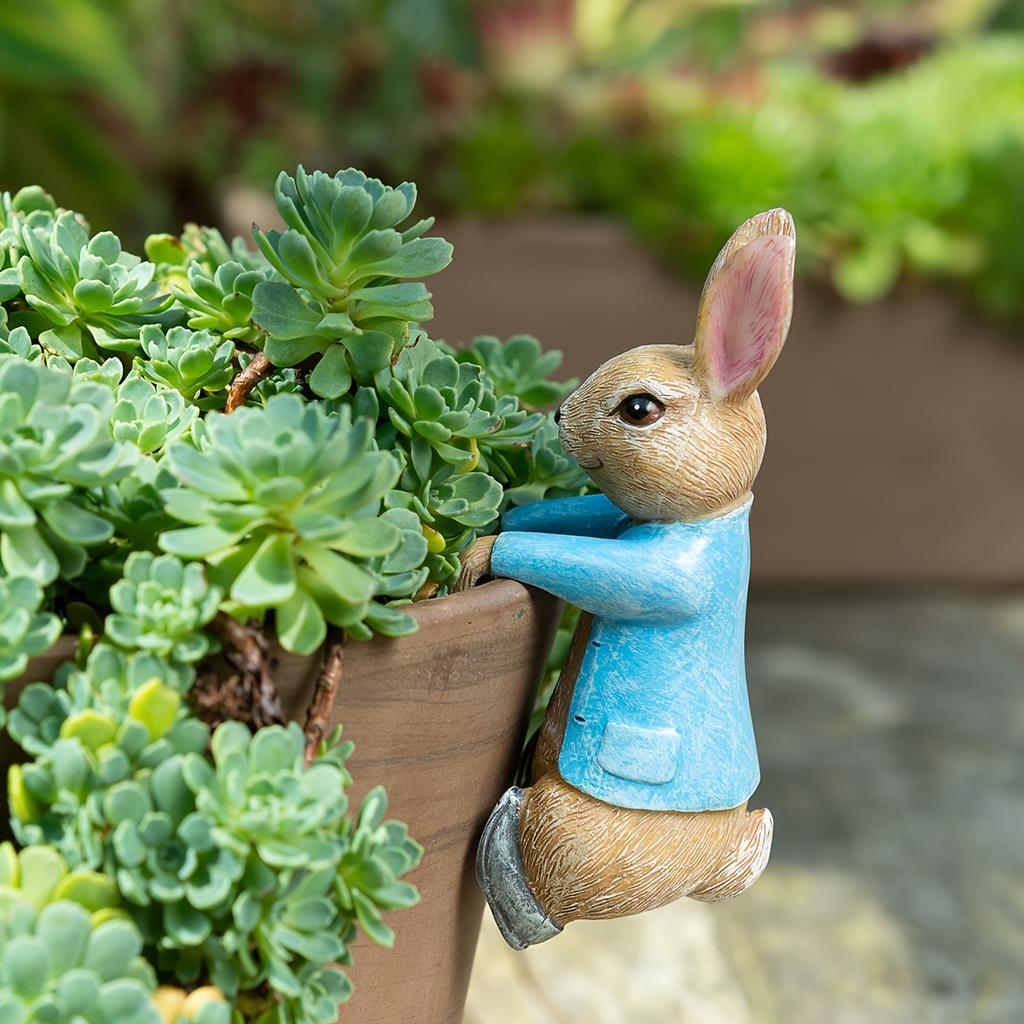 1Pc Resin Sculpture Rabbit Garden Decoration, Outdoor Animal Resin Statue,No Batteries Required, Indoor, Outdoor, Outdoor Garden Decorations Ornaments