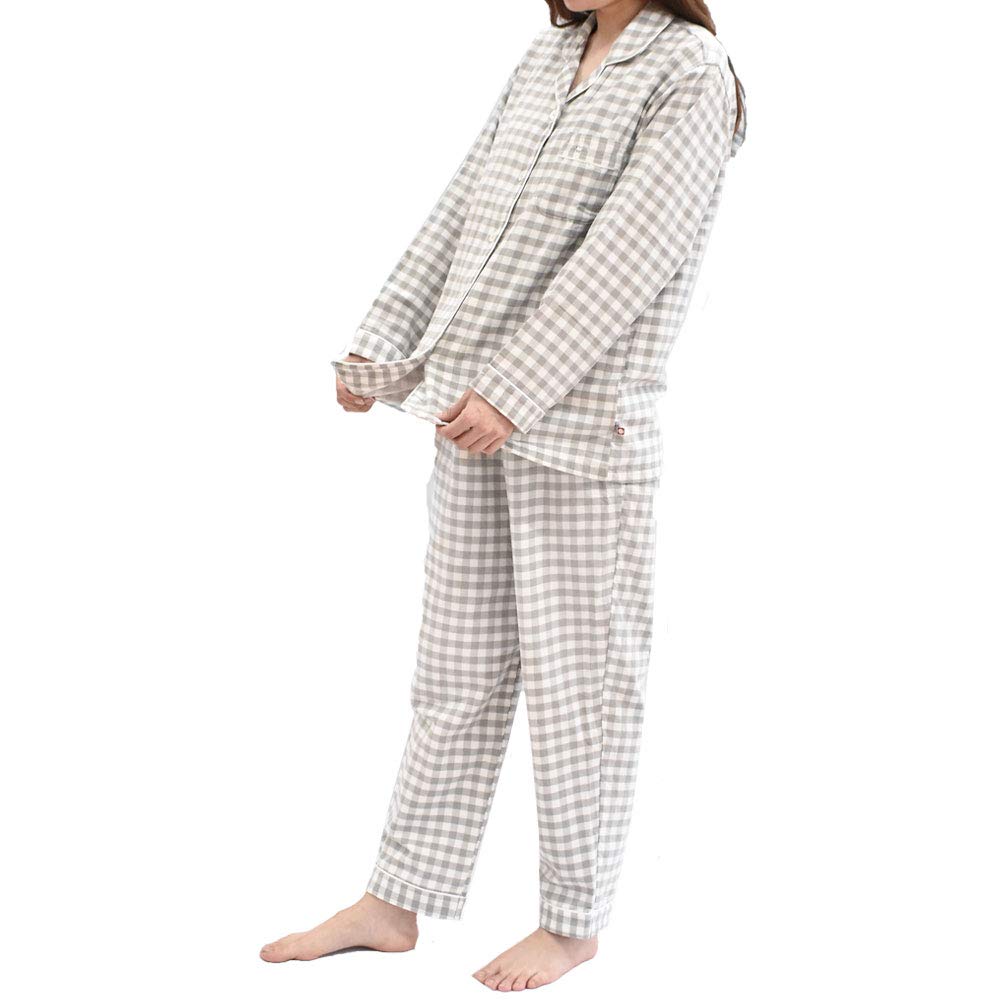 Towel Long Sleeve Imabari Towel Checkered Size with Imabari Towel Brand Top and Bottom Day [Kodawari Anminkan] [Imabari Pajamas] Women's Pajamas, 100%