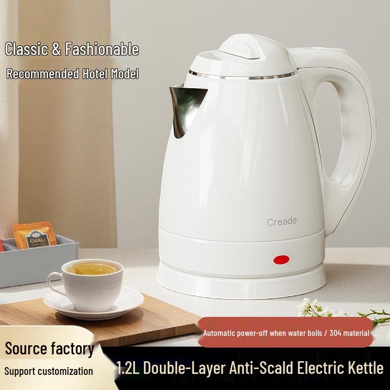 Электрический чайник Creade объемом 12 л, нержавеющая сталь 304, автоматическое отключение, защита от сухого кипения, идеально подходит для использования в отеле.