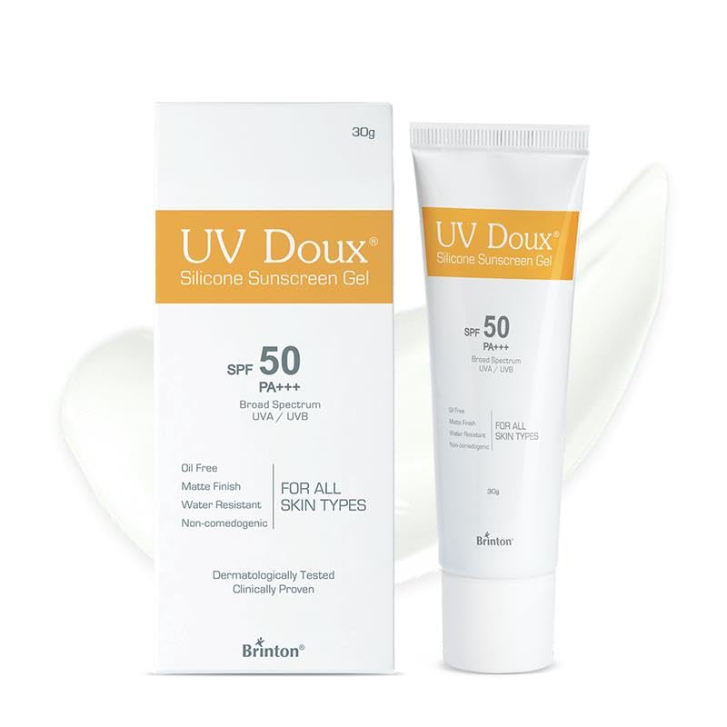 UV Doux Гель-солнцезащитный силиконовый SPF 50 PA+++|№1 бренд в Индии, рекомендованный дерматологами|Протестировано in vitro, in vivo|Защита от UVA/UVB, без бензола|