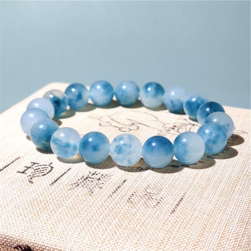 6/8/10/12mm Natural Blue Chalcedony Jasper Jade Bracelets Classic Men Women Buddha Bracelets Minimalist Yoga Meditation Jewelry