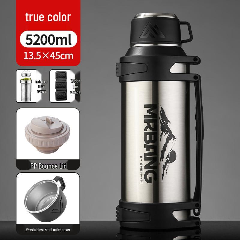 316 Stainless Steel Thermos Flask - Large Capacity, Portable Hot Water Bottle for Men and Women, Ideal for Construction Site or Home Use.