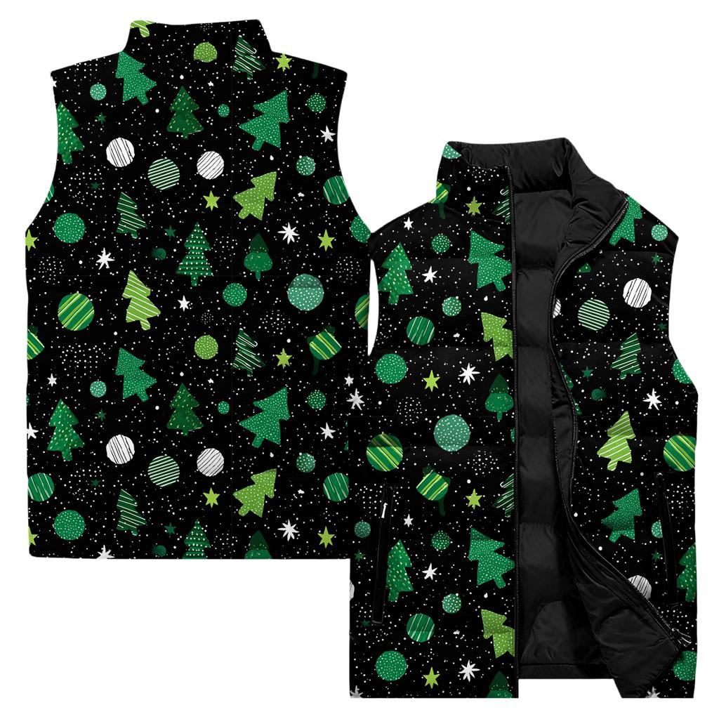 Ladies' Casual And Fashionable Sleeveless Vest Christmas Printed Cotton Jacket