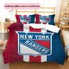 New York Rangers Pattern Bedding Quilt Set  Home Decoration  Gift (1 * duvet cover + 2 * pillowcase  without core)