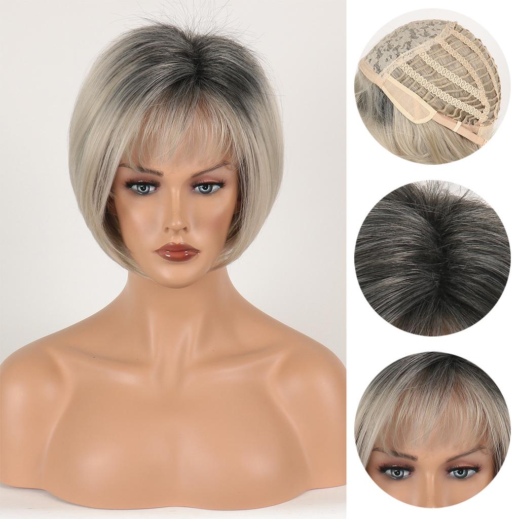 Европейский и американский стиль женская мода повседневное использование естественный вид короткий прямой градиент блонд боб парик