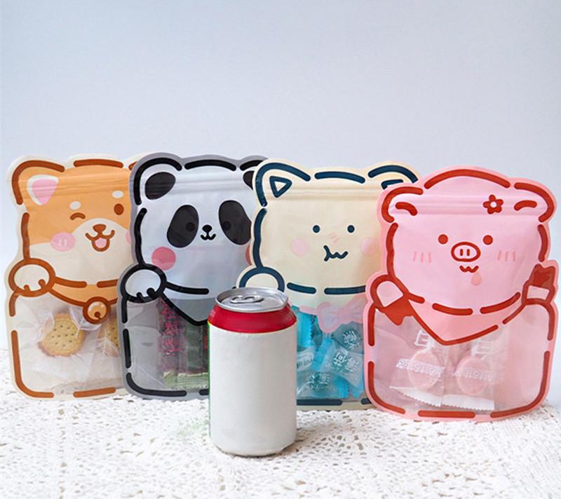 10Pcs Thicken Plastic Cartoon Animal Biscuit Candy Packaging Snacks Ziplock Children's Party Sweets Package