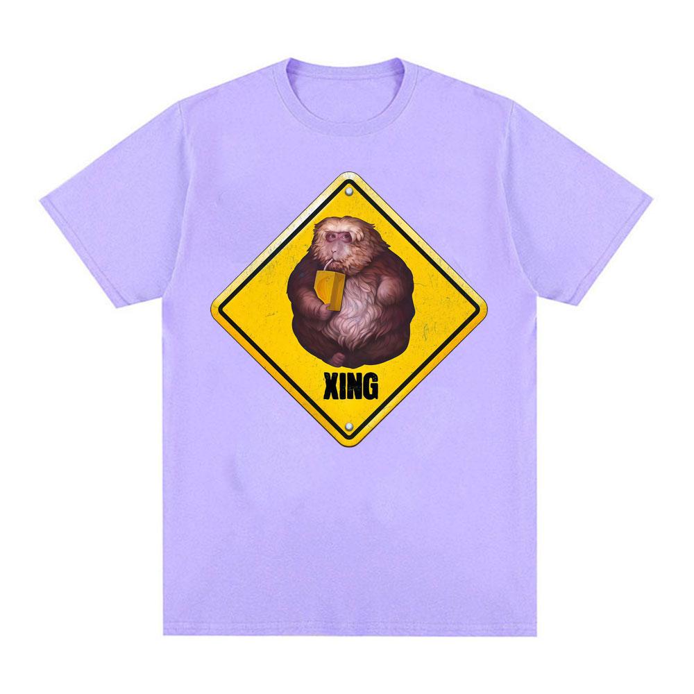 Funny Xing Xing Monkey Meme Graphic T Shirt Crossing Sign Viral Trend Tee Shirt Unisex Women Fashion Retro Oversized Cotton Tshirt