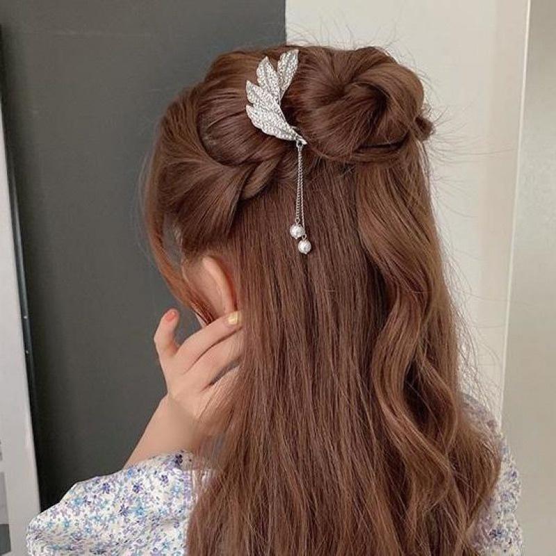 Elegant Women Bowknot U Shape Rhinestone Hairpins Metal Hair Sticks Hairclip Bridal Wedding Banquet Hair Accessories Headwear