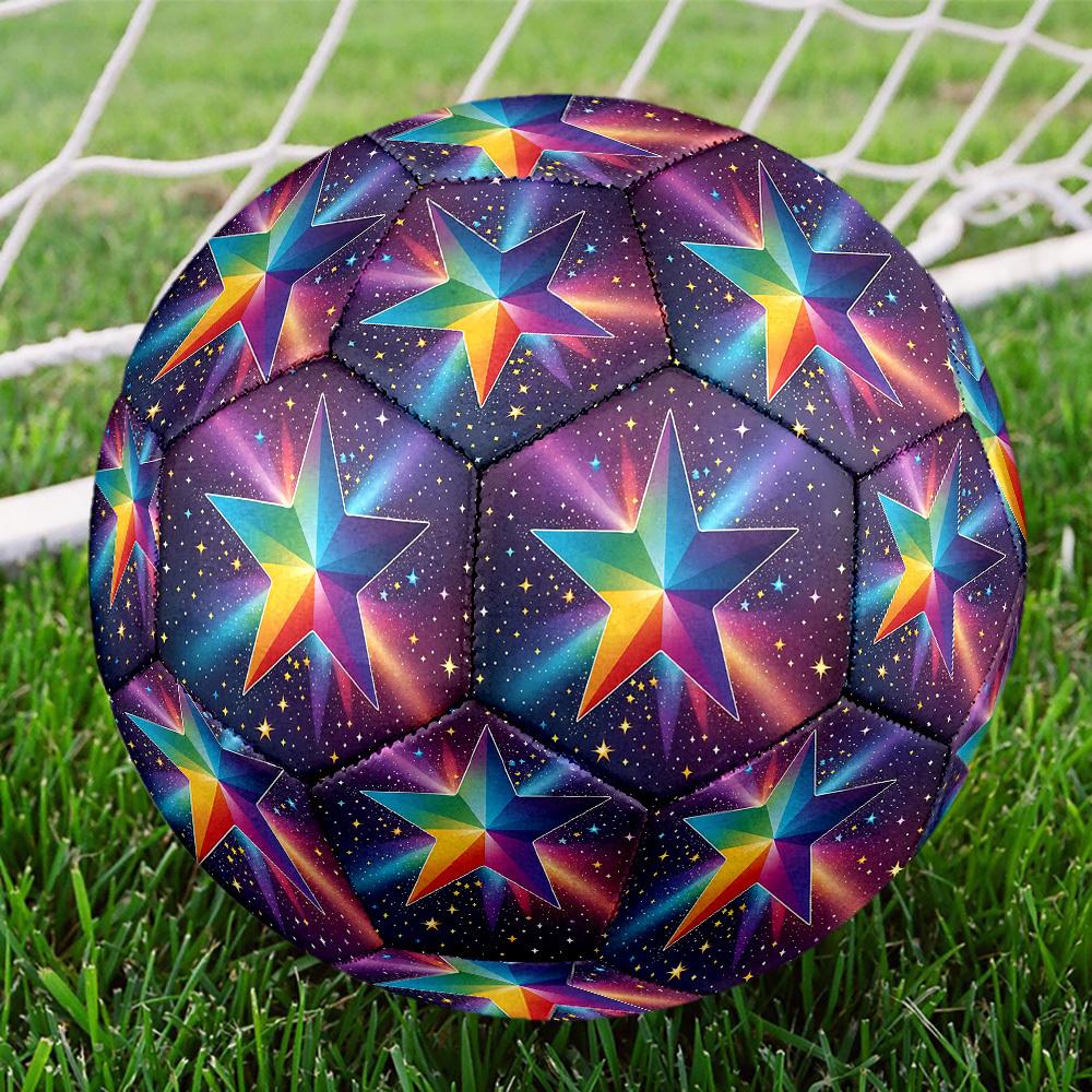 1pc Rainbow Starry Sky Theme Soccer Ball Football, Size 5, Lightweight PVC, Outdoor Training Soccer Ball,Gift j61451