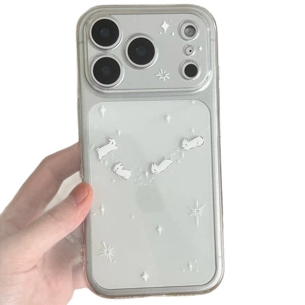 ins Korean wind star rabbit suitable for Apple 17promax transparent mobile phone case IP16 space case 15Pro soft case