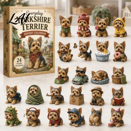 24 Days Countdown Calendar 2026 Dog Christmas Advent Calendar Puppy Figures Interactive Holiday Toy Set 2D Acrylic Cute Collectible Ornaments