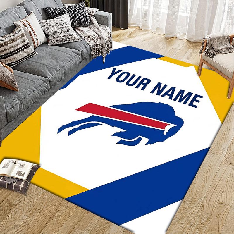 Custom Name,Buffalo Sabres Home Sofa Decoration for Living Room & Bedroom, Non‑Slip Play Flannel Floor Mat for Game Room