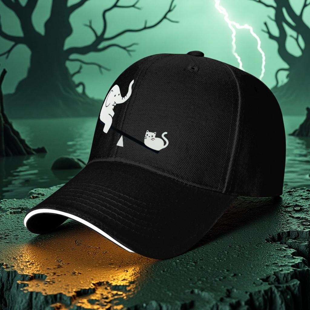 Elephant Cat Seesaw Balance Graphic Baseball Cap Polyester Casual Golf Streetwear Unisex Hat