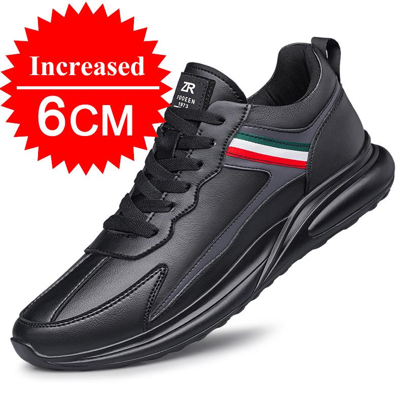 New Men Height Increasing Shoes 8cm Casual Shoes White Sports Shoes Men Invisible Leather Shoes Inner Height 6cm Elevator Shoes