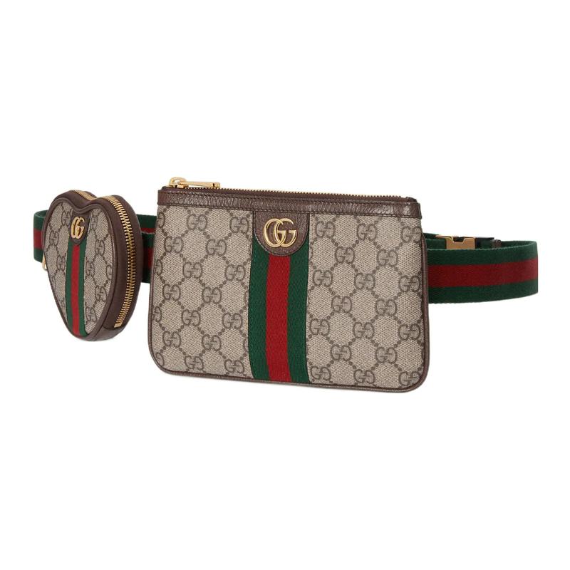 Gucci Поясная сумка Ophidia классическая универсальная с принтом по всей поверхности старый цветок золотая этикетка логотип полосатая тесьма застежка-молния кожаная отделка love coin bag