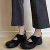 Fashion Retro Sport Thick Heel Mary Jane Ballet Flats Round Toe Women's Low Cut Single Shoes Rubber Sole Spring Autumn Pure Color