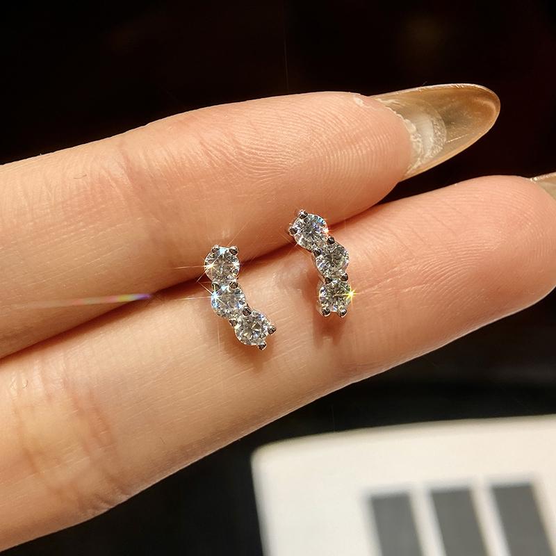 Серьги-пусеты из серебра S925 с бриллиантом Муассанитом 0,1 карата, симметричные, для женщин, на годовщину, помолвку, роскошные, высокое качество
