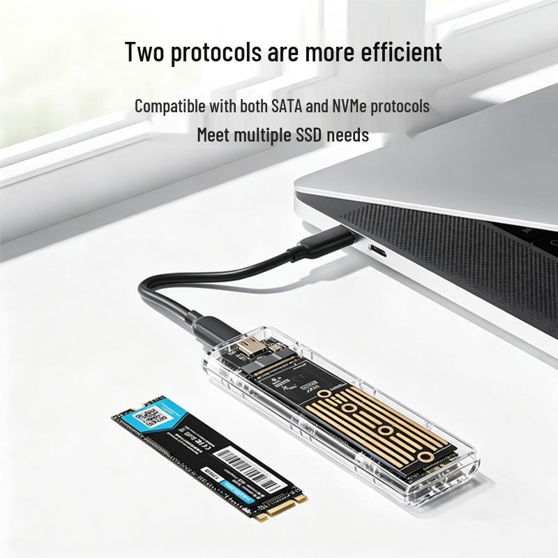 Прозрачный корпус для NVMe M.2 SSD, мобильный бокс для ноутбука 10 Гбит/с