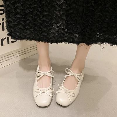 Модная женская обувь 2024 года, высококачественные женские туфли на плоской подошве с неглубокой подошвой, модные повседневные туфли на плоской подошве с бабочкой, новые туфли на плоской подошве с квадратным носком и низким каблуком