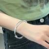 Graduation Jewelry Gift Elegant Chinese Style Silver Twisted Bangle for Women Adjustable Alloy Wrist Jewelry with Smooth