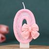 Pink Bow Number Birthday Candle Cake Decoration 1st Year Handmade Birthday Candle 0-9