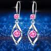 Imitation S925 Silver Earrings Female Zircon Rotating Love Temperament Earrings Twist Fashion Earrings