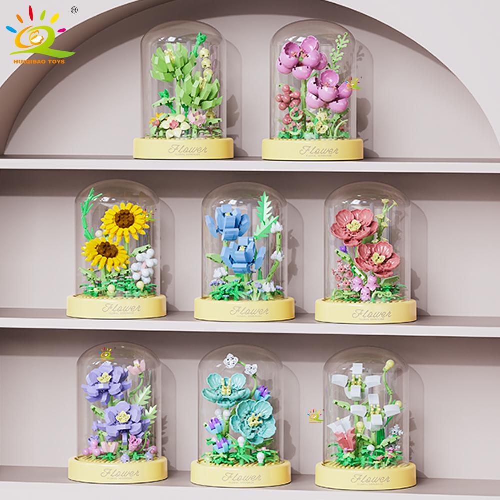 MOC Flower Display Box Micro Building Block MOC Mini Flower Mini Diamond Model Brick Toy for Children Desk Decoration