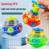 Children's Light-Up Musical Rotating UFO Toy with Cartoon Features