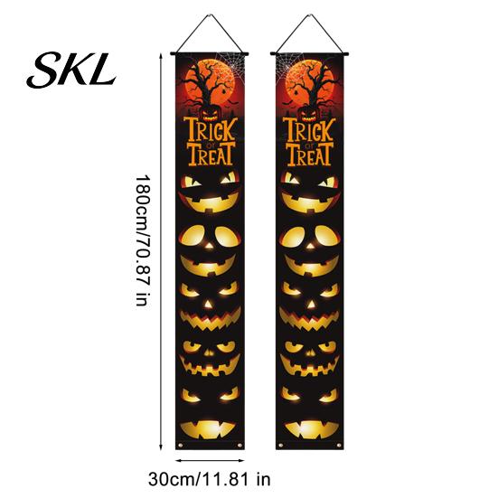 Decorative Party Accessory Halloween Porch Sign Banner, Pumpkin Ghost Awning Hanging Wall Indoor Decoration Door Decoration, Front Wreath Banner Yard
