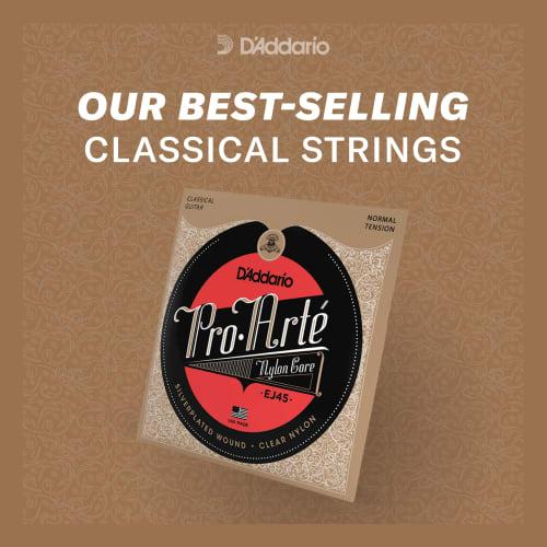 D'Addario ProArte Classical Guitar Strings, Lightly Polished Silver, Normal, EJ45LP