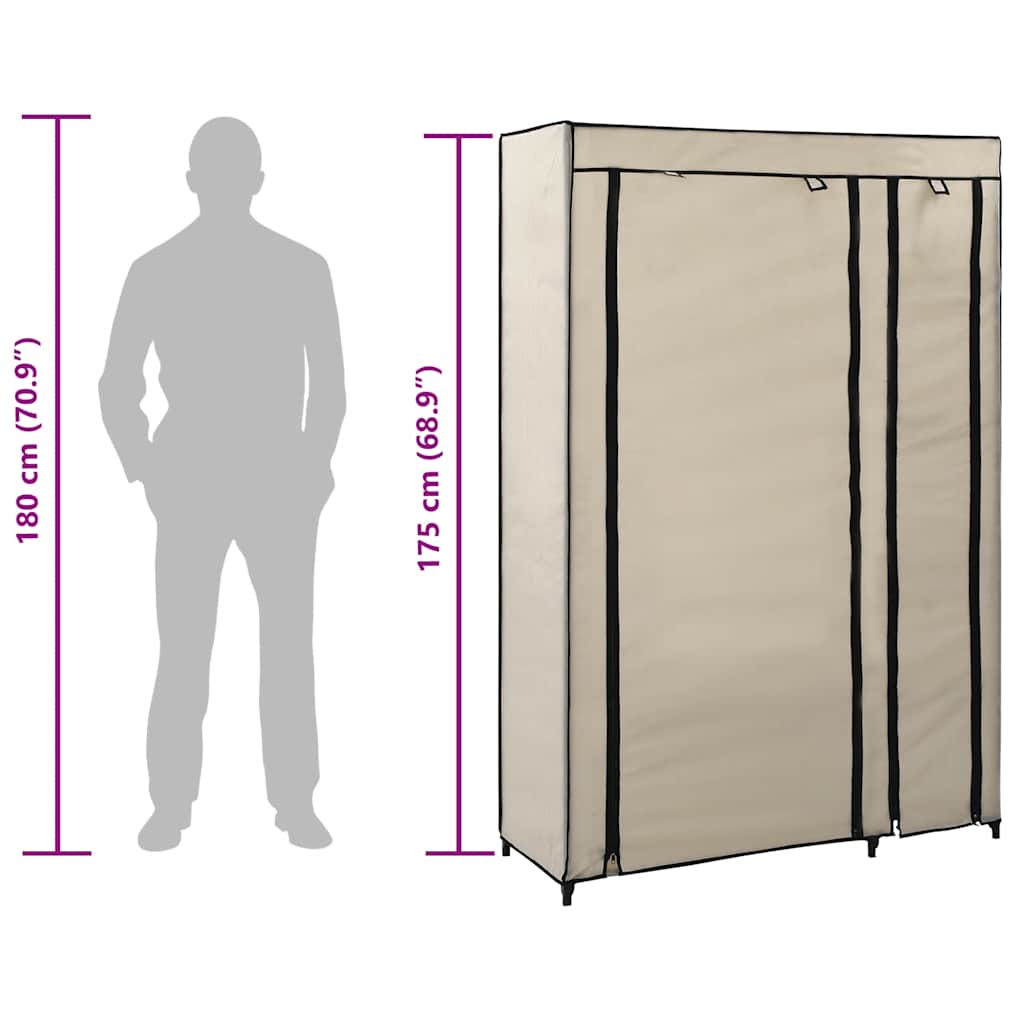 Folding Wardrobe Cream 110 x 45 x 175 cm Fabric