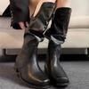 Новые трендовые женские сапоги, модные сапоги с круглым носком и плоской подошвой, женские осенние дизайнерские лакированные туфли из цельной кожи для женщин