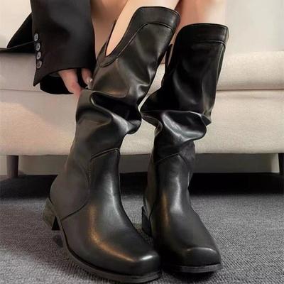 Новые трендовые женские сапоги, модные сапоги с круглым носком и плоской подошвой, женские осенние дизайнерские лакированные туфли из цельной кожи для женщин