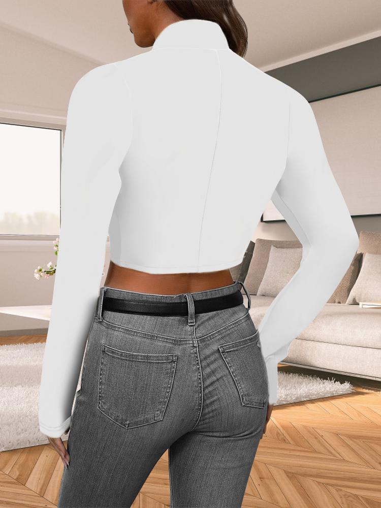 Fashionable Women's Clothing Solid Color Long Sleeved Temperament Short Jacket Casual Versatile Suit