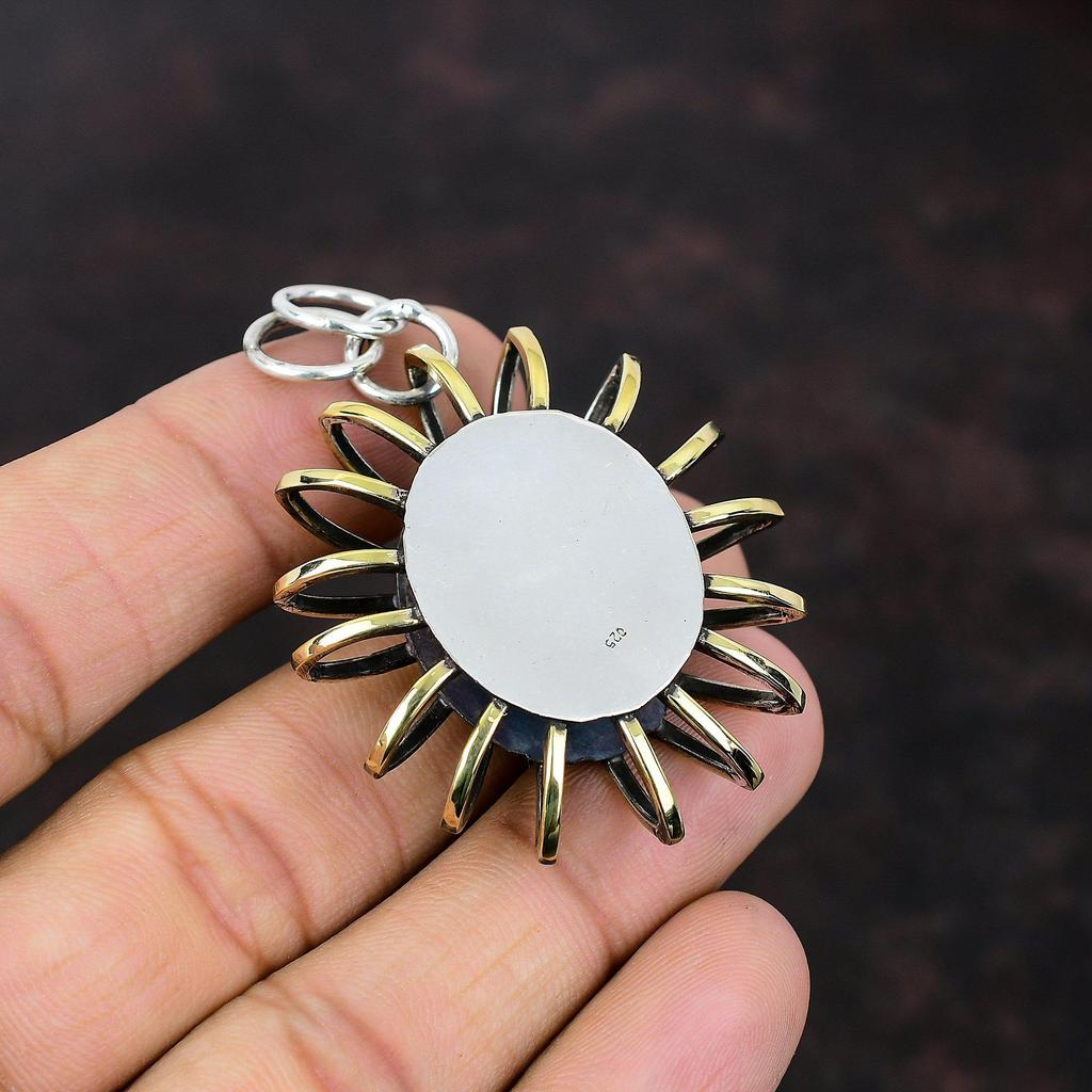 Подвеска из императорской яшмы, подвеска из стерлингового серебра 925 пробы, ювелирные изделия из драгоценных камней, позолоченная подвеска 18 карат, клетка, ювелирный подарок для нее, ювелирные изделия ручной работы в стиле бохо