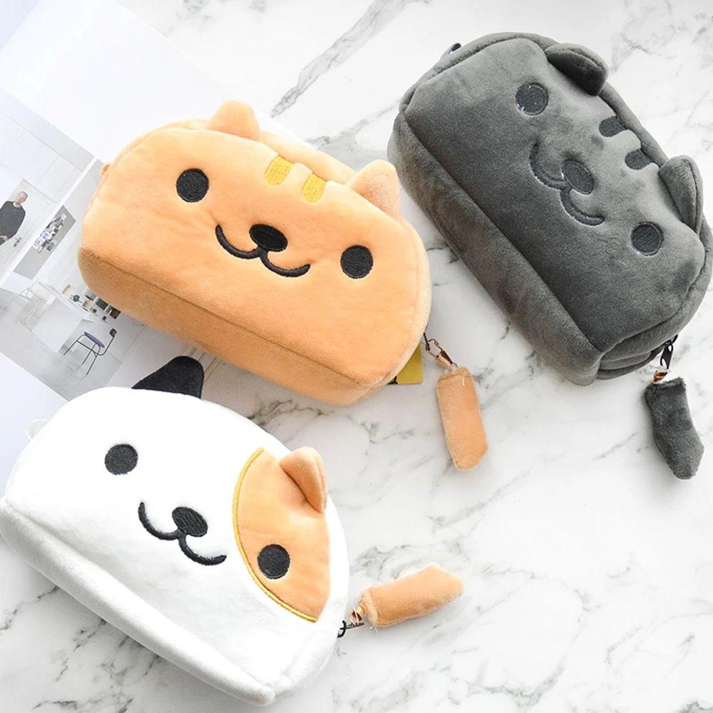 Capacity Makeup Organizer Cosmetic Cases Cat Pencil Bags Stationery Organizer Plush Pencil Bag