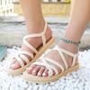 Женские летние модные студенческие повседневные дышащие сандалии с имитацией соломенной подошвы, пляжные сандалии с искусственной льняной подошвой