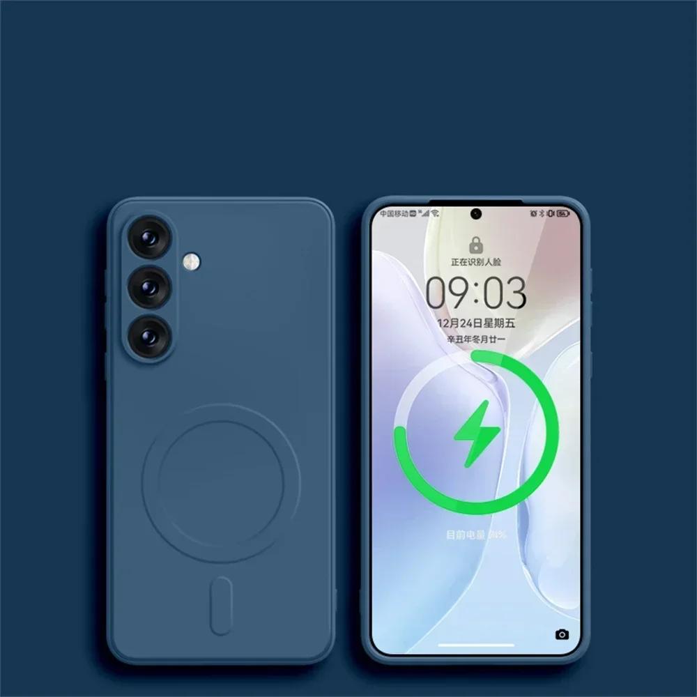 Чехол из жидкого силикона с магнитами для беспроводной зарядки для Samsung Galaxy S26 S25 S24 S23 S22 Ultra Для Magsafe Ударопрочная крышка
