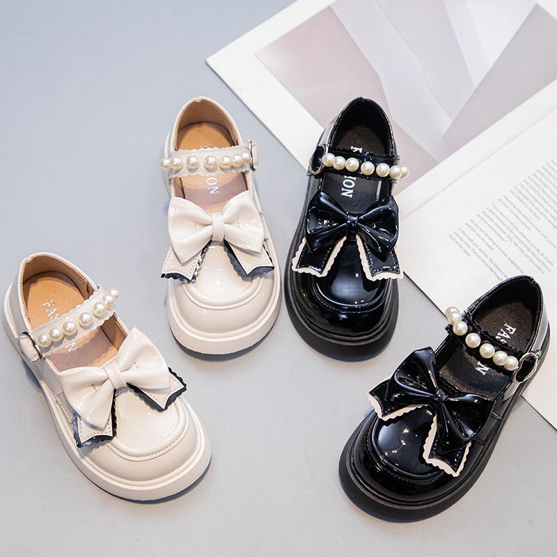 Spring New Patent Leather Girls Butterfly Flower Fashion Soft Sole Leather Shoes