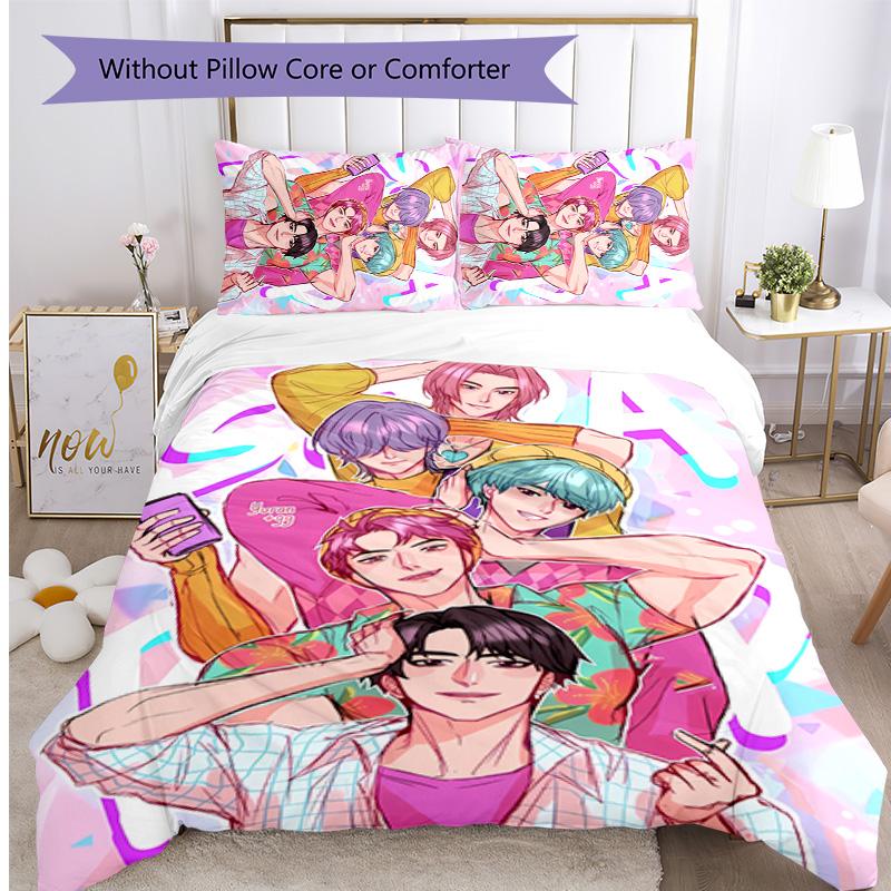 Kpop Demon Hunters Pattern Printed 3PCS Bedding Set, Soft Skin-Friendly Washable Duvet Cover & Pillowcases Set