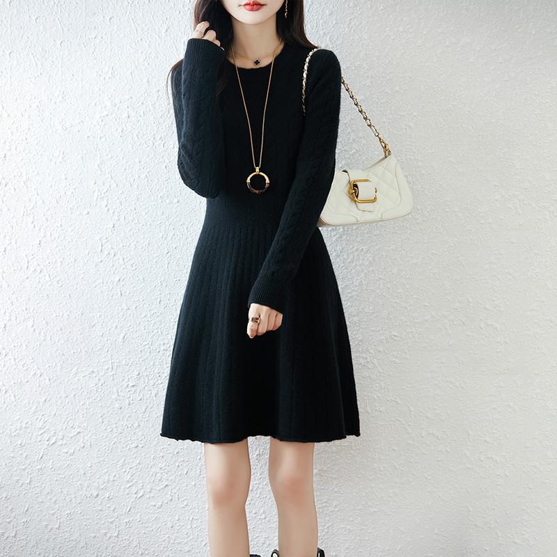 Женское платье-свитер 100% шерсть MODERN NEW SAGA O-образный вырез трикотажный длинный пуловер зимние джемперы шерстяное длинное платье женское