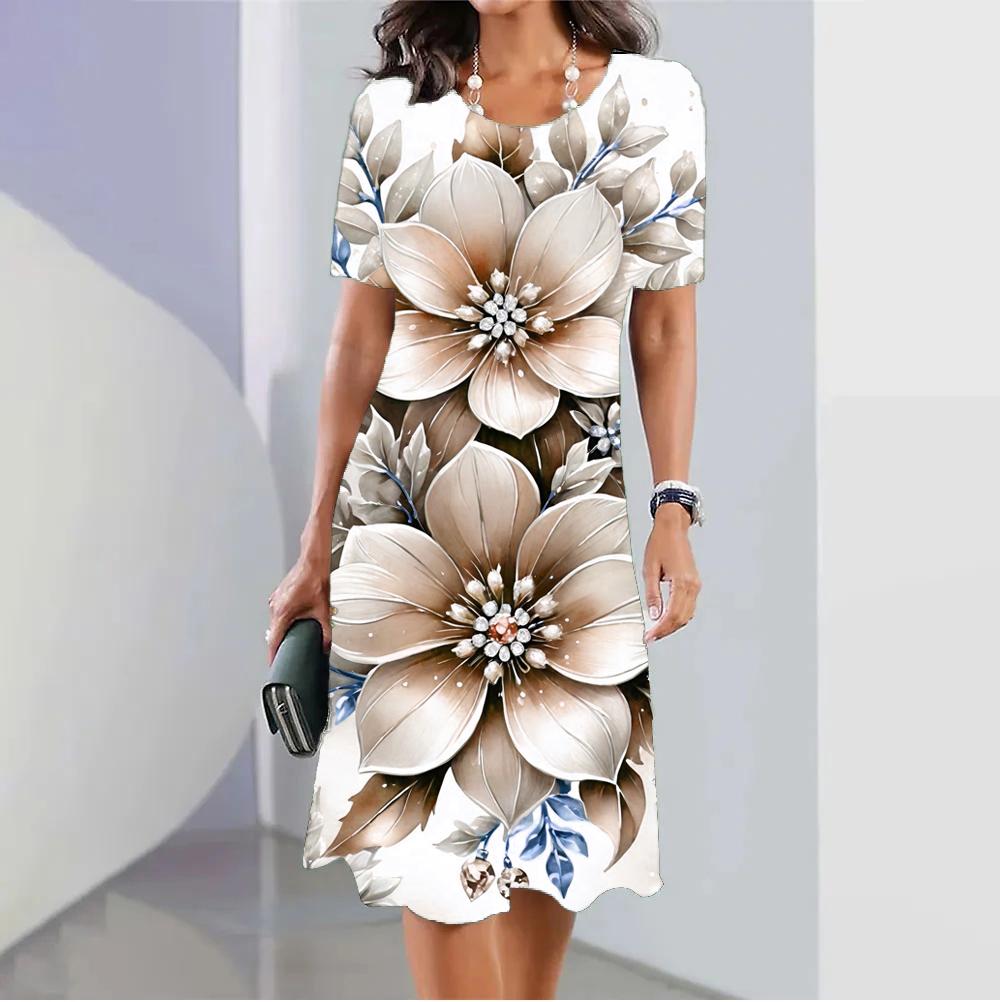 Модное женское платье с 3D-принтом в виде черепа, забавный узор ужасов, повседневное платье А-силуэта, летнее женское платье с коротким рукавом и круглым вырезом