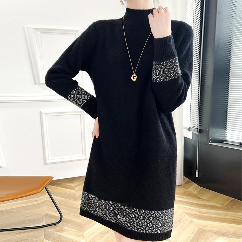 Женское кашемировое платье Qinghe кашемир 30% кашемир 70% шерсть осенне-зимняя кашемировая юбка мягкая и теплая