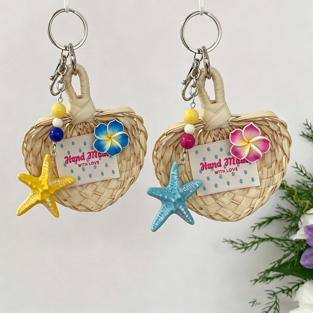 Hawaiian Starfish Keychains Holiday Bags Decorative Keychains Sunflower Pendants Fresh Beach Accessories Party Gift Bag Charm